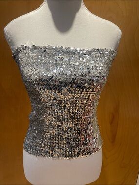 Silver sequin tube top or skirt size M